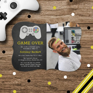Modernes Spiel über Foto Bachelor Party Einladunge Einladung