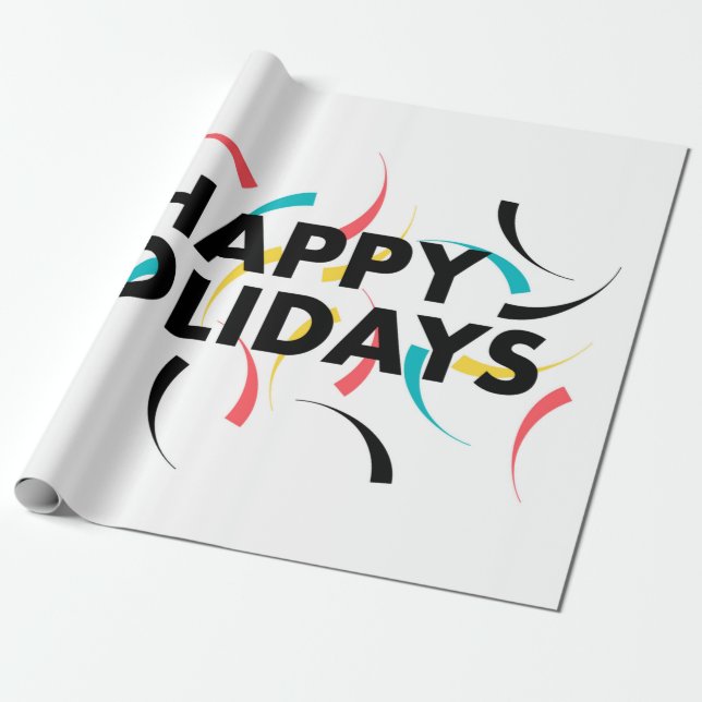 Modernes, spielerisches Design von "Happy Holidays Geschenkpapier (Ungerollt)
