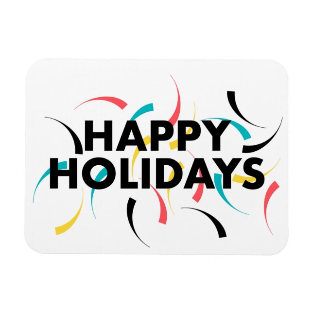 Modernes, spielerisches Design von "Happy Holidays Magnet (Horizontal)