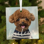 Modernes, spielerisches Foto Ornament Aus Glas<br><div class="desc">Dieses einfache und klassische Design besteht aus Serifentypografie und fügt ein individuelles Foto Ihres Haustieres hinzu.</div>