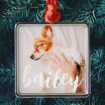 Modernes, spielerisches Foto Ornament Aus Metall<br><div class="desc">Dieses einfache und klassische Design besteht aus Serifentypografie und fügt ein individuelles Foto Ihres Haustieres hinzu.</div>
