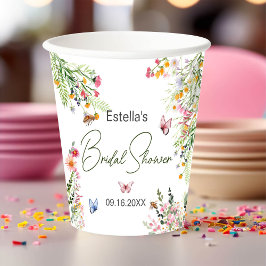 Modernes Spring Wild Blume Script Brautparty Pappbecher