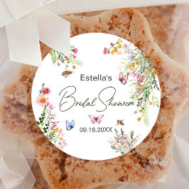 Modernes Spring Wild Blume Script Brautparty Runder Aufkleber
