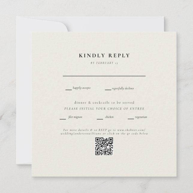 Modernes Square Beige Wedding QR Code II UAWG (Vorderseite)