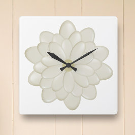 Modernes Square Ivory Daisy Blume Kitchlock Quadratische Wanduhr