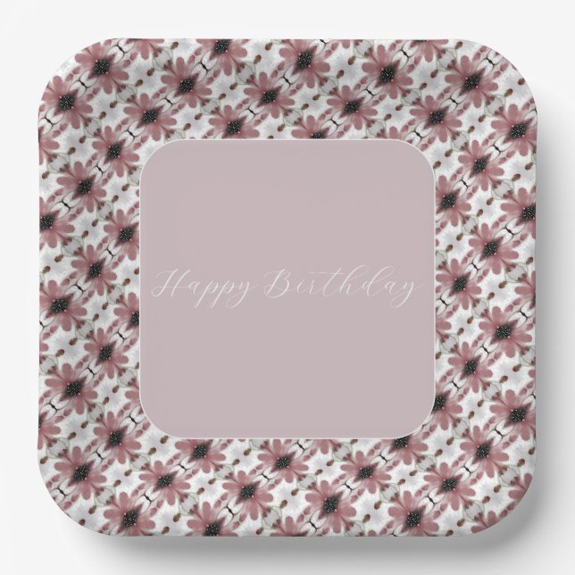 Modernes Square Pink und Burgund Pappteller (Vorderseite)