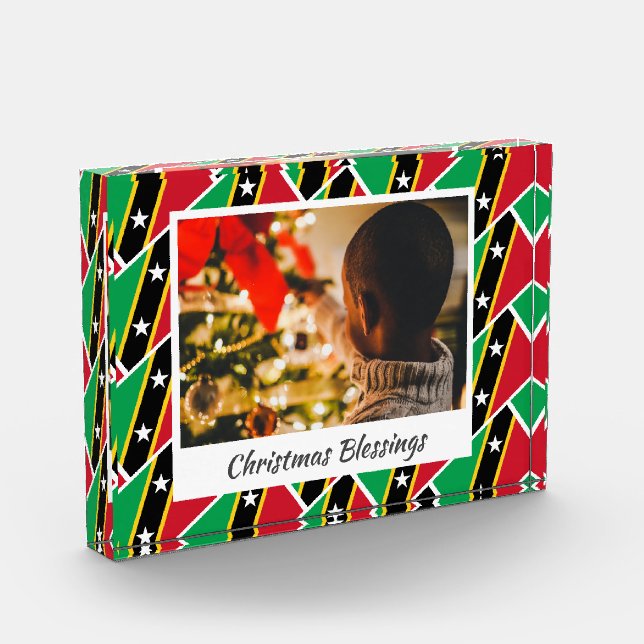 Modernes ST KITTS NEVIS FLAG Weihnachtszucht Fotoblock (Links)