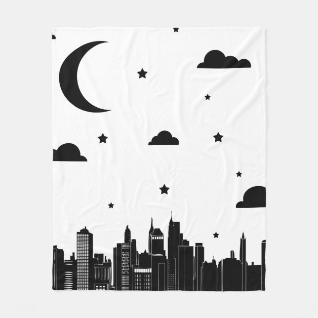 Modernes Stadtbild und Sternenhimmel Fleecedecke (Vorderseite)