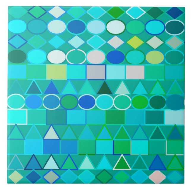 Modernes Stammes- geometrisches, Seeglasaqua und Fliese (Vorderseite)