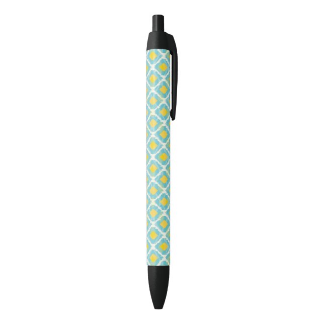 Modernes Stammes- ikat blaue gelbe Mode Kugelschreiber (Unterseite (Vertikal))