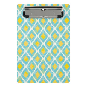 Modernes Stammes- ikat blaue gelbe Mode Mini Klemmbrett