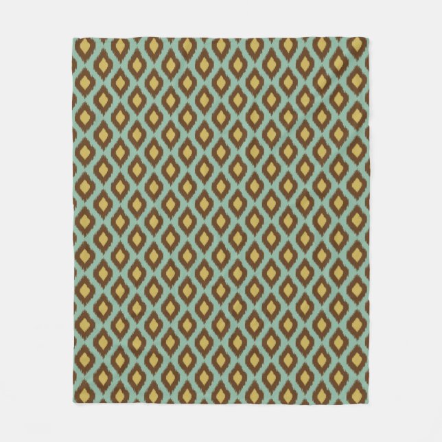 Modernes Stammes- ikat blaues gelbes modernes Fleecedecke (Vorderseite)