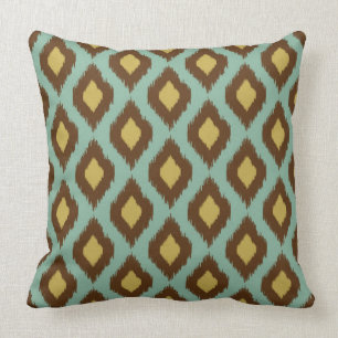 Modernes Stammes- ikat blaues gelbes modernes Kissen