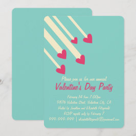Modernes Star Pink Hearts Valentines Party Einladung