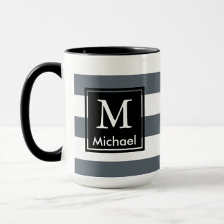 Modernes starkes Weiß Stripes schwarzes Tasse