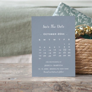 Modernes staubblauer Kalender, nicht Foto Save the Einladung