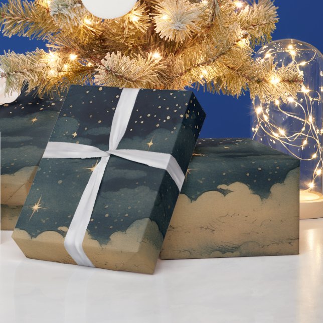 Modernes, sternes Nachtmuster Geschenkpapier (Feiertage)