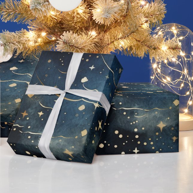 Modernes, sternes Nachtmuster Geschenkpapier (Feiertage)
