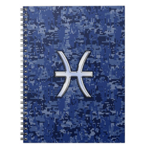 Modernes Sternzeichen Fische Navy Blau Digital Cam Notizblock