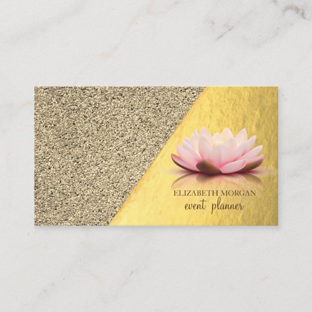 Modernes Stilgold, Marmor, geometrisch, Lotus Visitenkarte (Vorderseite)