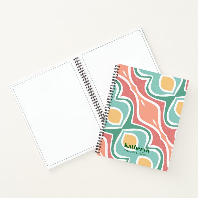 Modernes, stilvolles Abstrakt Mint Green Spiral No Notizbuch (Innenseite)