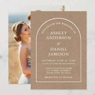 Modernes, stilvolles Arch Kraft Foto Wedding Einladung