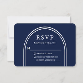 Modernes, stilvolles Arch Wedding Blue RSVP Karte