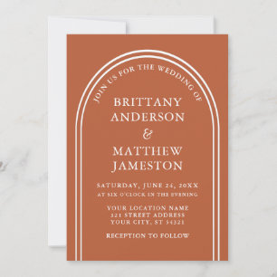Modernes stilvolles Arch Wedding Burnt Orange Einladung