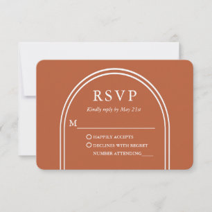 Modernes stilvolles Arch Wedding Burnt Orange RSVP Karte
