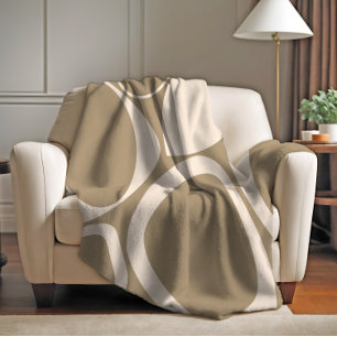 Modernes, stilvolles Beige Cream Abstraktes Muster Fleecedecke