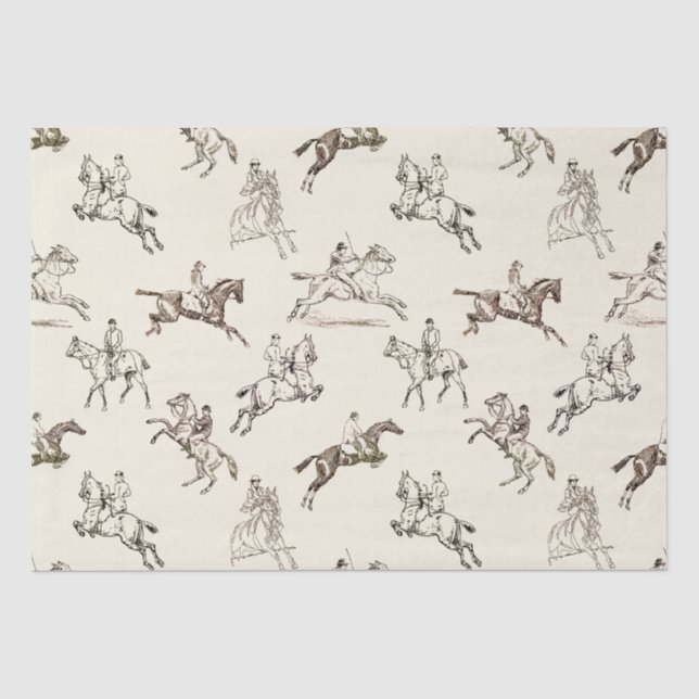 Modernes, stilvolles Beige Reittoile Seidenpapier (Vorderseite)