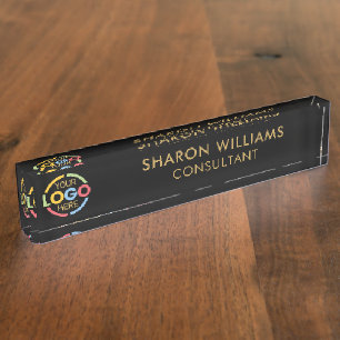 Modernes stilvolles Black Gold Business Logo Offic Namensplakette