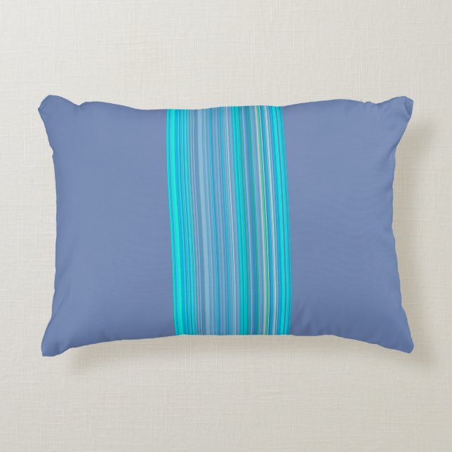 Modernes, stilvolles, blau gestreiftes Muster Zierkissen (Vorderseite)