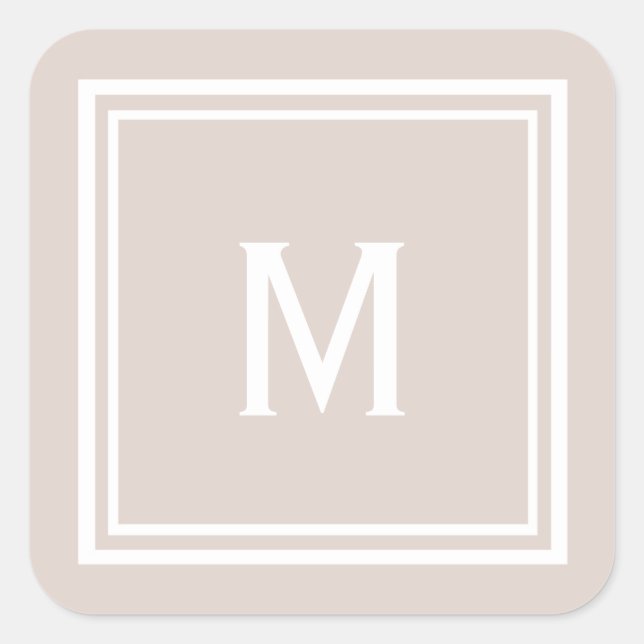Modernes, stilvolles Blush Custom Monogram Quadratischer Aufkleber (Vorderseite)