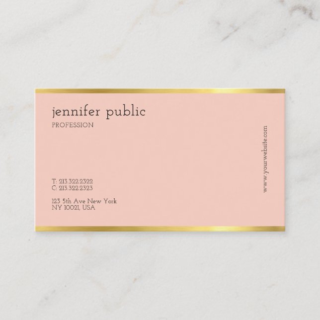 Modernes stilvolles Blush Pink Gold Beruflich Einf Visitenkarte (Vorderseite)