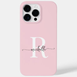 Modernes, stilvolles Blush Pink Script Monogram In Case-Mate iPhone 14 Pro Max Hülle