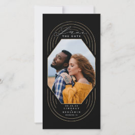 Modernes, stilvolles Boho Gold Black Save the Date