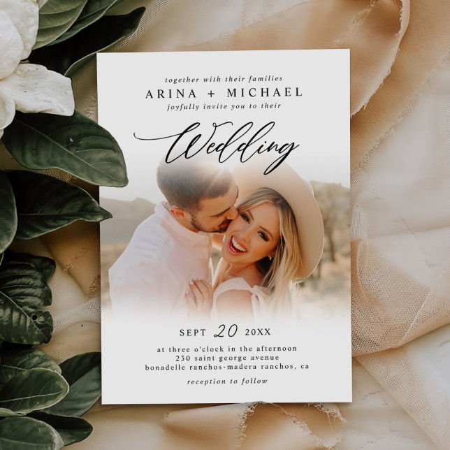 Modernes, stilvolles Boho Wedding Foto Einladung (Von Creator hochgeladen)