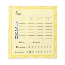 Modernes, stilvolles Bunco Score Pad