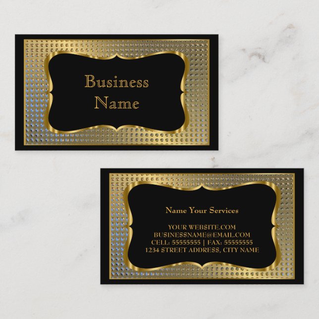 Modernes, stilvolles Business Gold Black Metal Loo Visitenkarte (Vorne/Hinten)