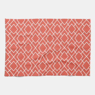 Modernes, stilvolles Coral Pink Diamond Muster Küchentuch