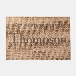 Modernes, stilvolles Design, Familienname Burlap Fußmatte