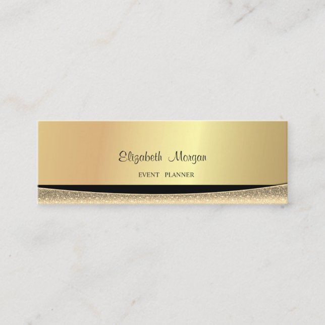 Modernes stilvolles Elegant Gold, gestreift Mini Visitenkarte (Vorderseite)