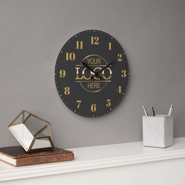 Modernes, stilvolles Firmenlogo mit grauem Markenz Große Wanduhr (Büro)