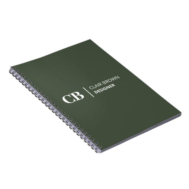 Modernes, stilvolles Forest Green Monogram Notizblock (Rechte Seite)