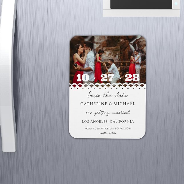 Modernes, stilvolles Foto Lace Einfach Save the Da Magnet (Von Creator hochgeladen)