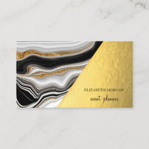 Modernes, stilvolles Gold-Schwarz-weiß-Marmor Visitenkarte