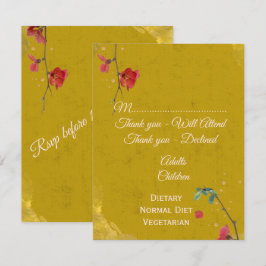 Modernes, stilvolles Gold und Rot RSVP Karte
