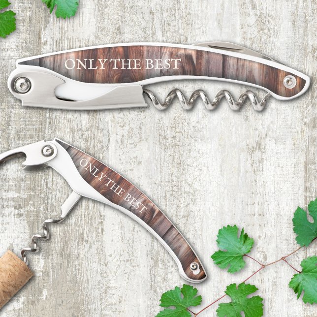 Modernes, stilvolles Holzschraubenfenster Kellnermesser (A personalized wine corkscrew bottle opener featuring a simple and stylish  rustic wood design)