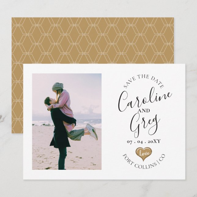 Modernes, stilvolles Liebe Typografie Save the Dat Date (Vorne/Hinten)